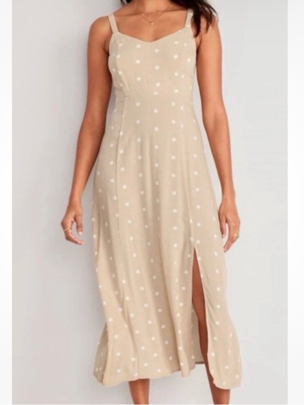 Womenโs Polka Dot Midi Dress with Side Slit Size Small - Old Navy Dress